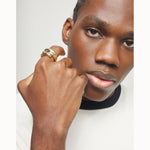 Golden Ring with Four Intertwined Organic Shapes - ANI0863ORO-UNO de 50-Renee Taylor Gallery