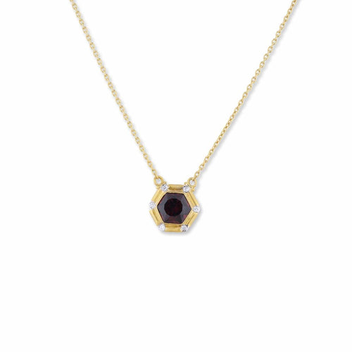 Anza Hexagon Rhodolite Garnet Necklace with Diamond by Lika Behar