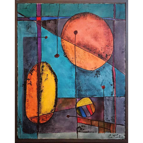 "Aerial Geometry Tangerine Dot"-Colors Artworks-Renee Taylor Gallery