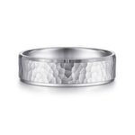 14K White Gold 6mm - Men's Wedding Band in Hammered Finish - MBL0146-60W4JJJ-Gabriel & Co.-Renee Taylor Gallery