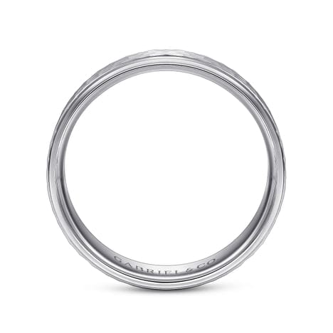 14K White Gold 6mm - Men's Wedding Band in Hammered Finish - MBL0146-60W4JJJ-Gabriel & Co.-Renee Taylor Gallery