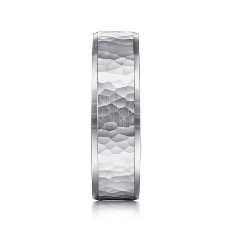 14K White Gold 6mm - Men's Wedding Band in Hammered Finish - MBL0146-60W4JJJ-Gabriel & Co.-Renee Taylor Gallery