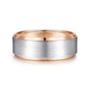 14K White-Rose Gold 8mm - Two Tone Beveled Edge Men's Wedding Band in Satin Finish - MBH0120-80T4JJJ-Gabriel & Co.-Renee Taylor Gallery