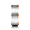 14K White-Rose Gold 8mm - Two Tone Beveled Edge Men's Wedding Band in Satin Finish - MBH0120-80T4JJJ-Gabriel & Co.-Renee Taylor Gallery