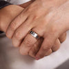 14K White-Rose Gold 8mm - Two Tone Beveled Edge Men's Wedding Band in Satin Finish - MBH0120-80T4JJJ-Gabriel & Co.-Renee Taylor Gallery