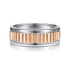 14K White-Rose Gold 8mm - Two Tone Carved Men's Wedding Band in High Polish Finish - MBH0117-80T4JJJ-Gabriel & Co.-Renee Taylor Gallery