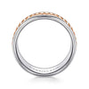14K White-Rose Gold 8mm - Two Tone Carved Men's Wedding Band in High Polish Finish - MBH0117-80T4JJJ-Gabriel & Co.-Renee Taylor Gallery