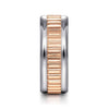 14K White-Rose Gold 8mm - Two Tone Carved Men's Wedding Band in High Polish Finish - MBH0117-80T4JJJ-Gabriel & Co.-Renee Taylor Gallery