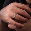 14K White-Rose Gold 8mm - Two Tone Carved Men's Wedding Band in High Polish Finish - MBH0117-80T4JJJ-Gabriel & Co.-Renee Taylor Gallery