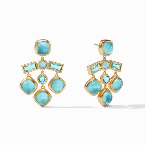 Antonia Chandelier Earrings - Iridescent Bahamian Blue-Julie Vos-Renee Taylor Gallery