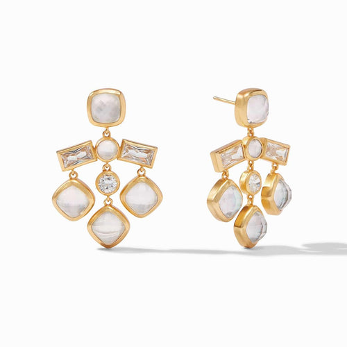 Antonia Chandelier Earrings - Iridescent Clear Crystal-Julie Vos-Renee Taylor Gallery