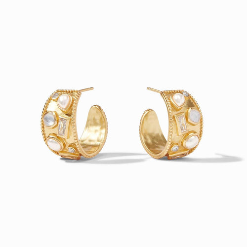 Antonia Mosaic Hoop Earrings - Iridescent Clear Crystal-Julie Vos-Renee Taylor Gallery