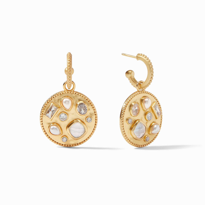 Antonia Iridescent Clear Crystal Mosaic Hoop & Charm Earrings - ER809GIRC00-Julie Vos-Renee Taylor Gallery