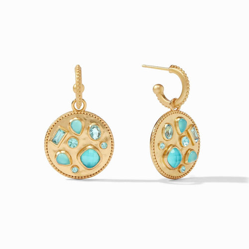 Antonia Iridescent Bahamian Blue Mosaic Hoop & Charm Earrings - ER809GIBB00-Julie Vos-Renee Taylor Gallery