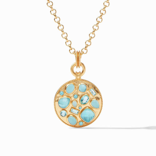 Antonia Mosaic Pendant Necklace - Iridescent Bahamian Blue-Julie Vos-Renee Taylor Gallery