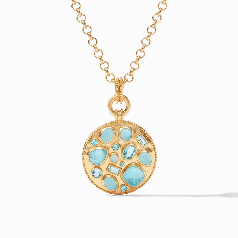 Antonia Iridescent Bahamian Blue Mosaic Pendant Necklace - P180GIBB00-Julie Vos-Renee Taylor Gallery