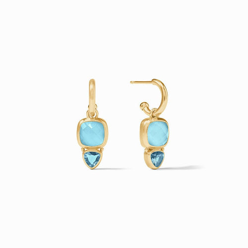 Aquitaine Duo Hoop & Charm Earring - Iridescent Capri Blue-Julie Vos-Renee Taylor Gallery