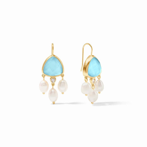 Aquitaine Chandelier Earrings - Iridescent Capri Blue-Julie Vos-Renee Taylor Gallery