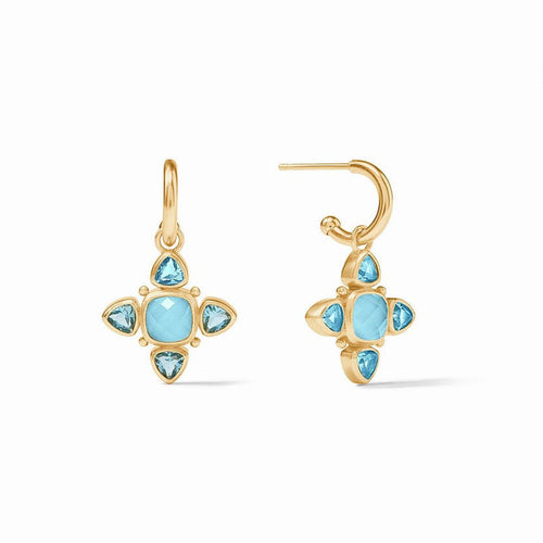 Aquitaine Hoop & Charm Earring - Iridescent Capri Blue-Julie Vos-Renee Taylor Gallery