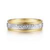 14K White-Yellow Gold 6mm - Two Tone Hammered Men's Wedding Band with Milgrain Edge - MBM0176-60M4JJJ-Gabriel & Co.-Renee Taylor Gallery