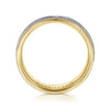 14K White-Yellow Gold 6mm - Two Tone Hammered Men's Wedding Band with Milgrain Edge - MBM0176-60M4JJJ-Gabriel & Co.-Renee Taylor Gallery