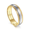 14K White-Yellow Gold 6mm - Two Tone Hammered Men's Wedding Band with Milgrain Edge - MBM0176-60M4JJJ-Gabriel & Co.-Renee Taylor Gallery