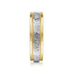 14K White-Yellow Gold 6mm - Two Tone Hammered Men's Wedding Band with Milgrain Edge - MBM0176-60M4JJJ-Gabriel & Co.-Renee Taylor Gallery