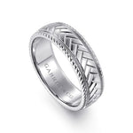 14K White Gold 7mm - Chevron Design Men's Wedding Band - MBM0208-70W4JJJ-Gabriel & Co.-Renee Taylor Gallery