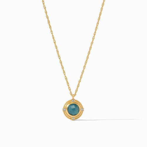 Astor Solitaire Necklace - Iridescent Peacock Blue-Julie Vos-Renee Taylor Gallery