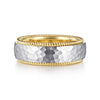 14K White-Yellow Gold 8mm - Two Tone Men's Wedding Band in Hammered Finish - MBH0189-80M4JJJ-Gabriel & Co.-Renee Taylor Gallery