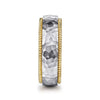 14K White-Yellow Gold 8mm - Two Tone Men's Wedding Band in Hammered Finish - MBH0189-80M4JJJ-Gabriel & Co.-Renee Taylor Gallery