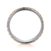 14K White-Rose Gold 7mm - Two Tone Carved Men's Wedding Band - MBM0206-70T4JJJ-Gabriel & Co.-Renee Taylor Gallery
