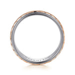 14K White-Rose Gold 7mm - Two Tone Carved Men's Wedding Band - MBM0206-70T4JJJ-Gabriel & Co.-Renee Taylor Gallery