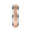 14K White-Rose Gold 7mm - Two Tone Carved Men's Wedding Band - MBM0206-70T4JJJ-Gabriel & Co.-Renee Taylor Gallery