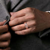 14K White-Rose Gold 7mm - Two Tone Carved Men's Wedding Band - MBM0206-70T4JJJ-Gabriel & Co.-Renee Taylor Gallery
