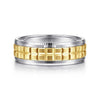 14K White-Yellow Gold 7mm - Two Tone Square Inlay Men's Wedding Band - MBM0162-70M4JJJ-Gabriel & Co.-Renee Taylor Gallery
