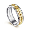 14K White-Yellow Gold 7mm - Two Tone Square Inlay Men's Wedding Band - MBM0162-70M4JJJ-Gabriel & Co.-Renee Taylor Gallery