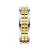 14K White-Yellow Gold 7mm - Two Tone Square Inlay Men's Wedding Band - MBM0162-70M4JJJ-Gabriel & Co.-Renee Taylor Gallery