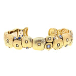 Orchard Cuff Bracelet with Fire Mix Sapphires in 18K Yellow Gold - B-38-BLUE MIX-Alex Sepkus-Renee Taylor Gallery