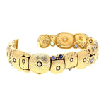 Orchard Cuff Bracelet with Fire Mix Sapphires in 18K Yellow Gold - B-38-BLUE MIX-Alex Sepkus-Renee Taylor Gallery