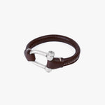 Shackle Icon Bracelet - Silver Plated, Brown Leather - B0009 MMR-CXC-Renee Taylor Gallery