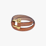 Shackle Bracelet Roll - Gold Plated, Camel Leather - B0021 ORC-CXC-Renee Taylor Gallery