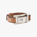 Sacred Bracelet - Silver Plated, Camel Leather - B0107 MCA-CXC-Renee Taylor Gallery