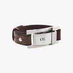 Sacred Bracelet - Silver Plated, Brown Leather - B0107 MMR-CXC-Renee Taylor Gallery