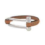 Koa Shackle Bracelet - Silver Plated, Camel Leather - B0113 MCA02-CXC-Renee Taylor Gallery