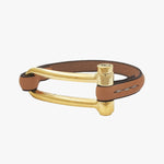 Koa Shackle Bracelet - Gold Plated, Camel Leather - B0113 ORC03-CXC-Renee Taylor Gallery