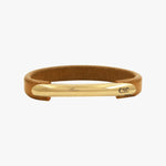 Hippodrome Leather Bracelet - Gold Plated, Vegetable-Tanned Camel Leather - B0120 ORC03-CXC-Renee Taylor Gallery