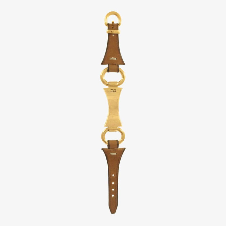 Castilla Leather Bracelet - Gold Plated, Camel Leather - B0129 ORC00-CXC-Renee Taylor Gallery