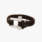 Braided Shackle Bracelet - Silver Plated, Brown Braided Leather - B0149 MMR05-CXC-Renee Taylor Gallery