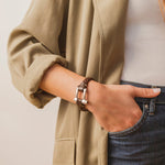Braided Shackle Bracelet - Silver Plated, Brown Braided Leather - B0149 MMR03-CXC-Renee Taylor Gallery